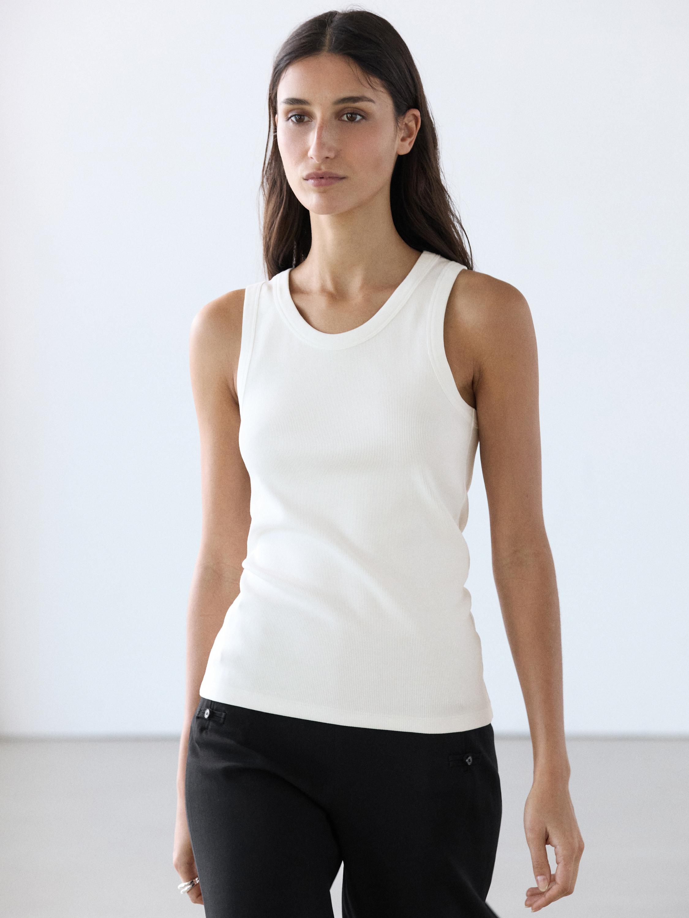 T-shirt encolure américaine en coton mélangé
